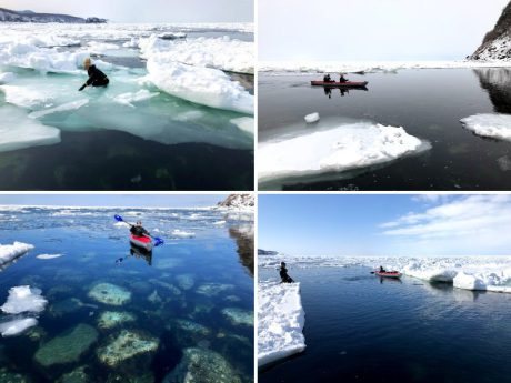流氷、氷点下、オホーツク海、そして流氷シーカヤック